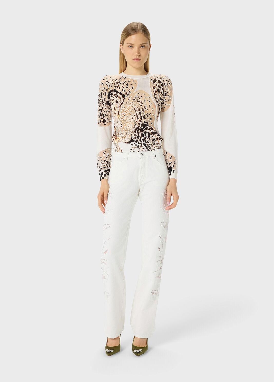 Straight leg jeans with embroidered bands  Blumarine - large image number 3