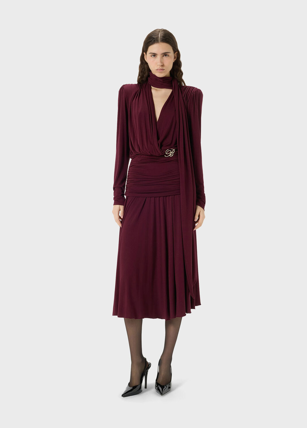 Jersey midi dress with stole and draping  Blumarine - large image number 3