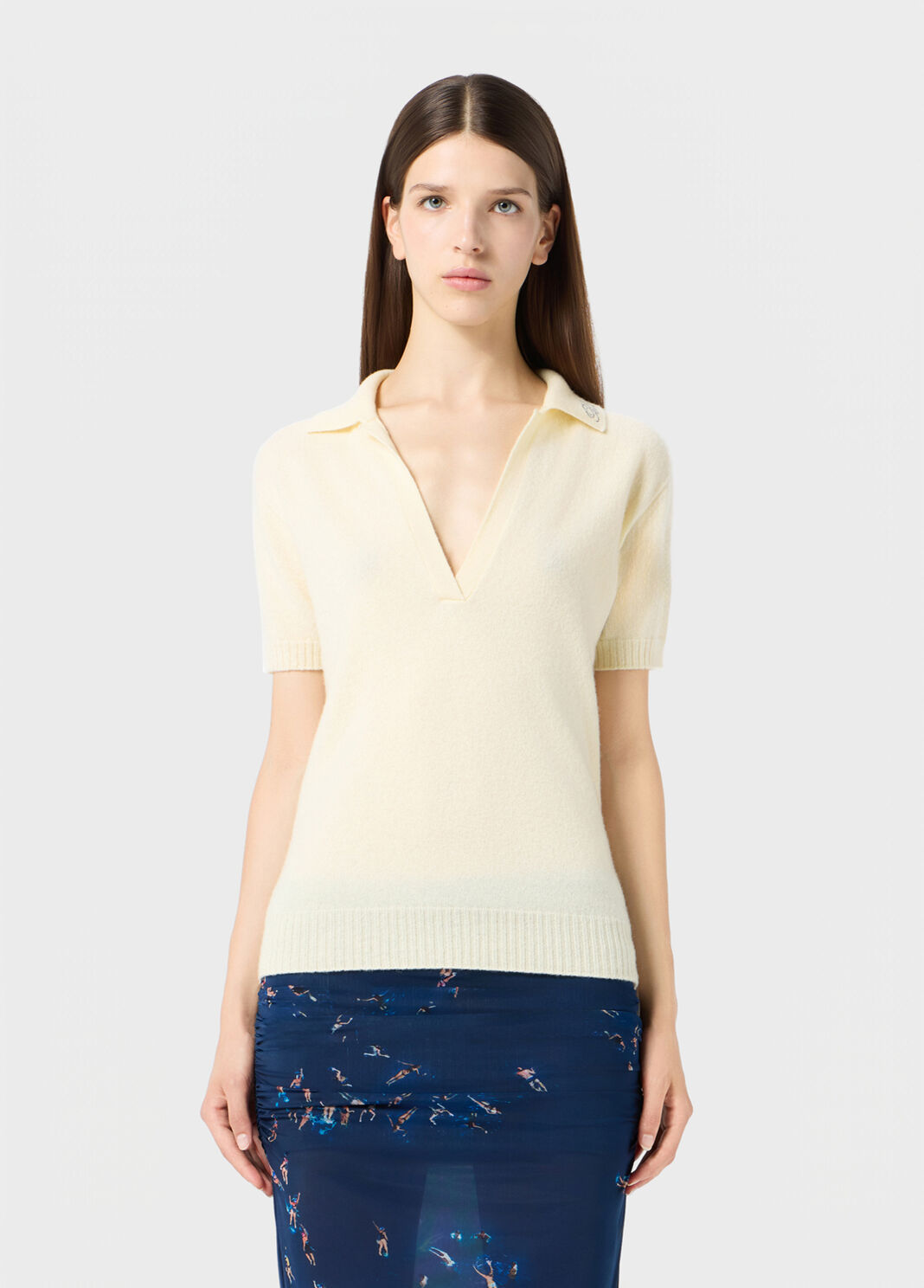 Cashmere polo-style jumper with rhinestone embroidery  Blumarine - large image number 0