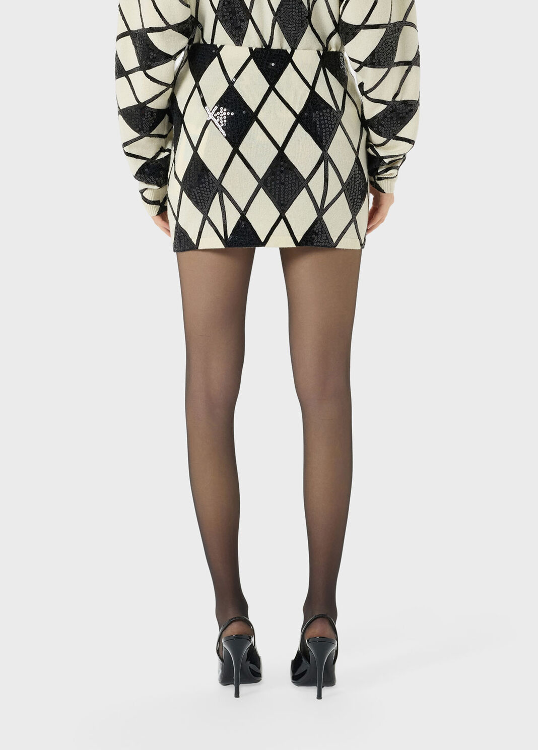 Short diamond-knit wool and cashmere skirt with sequins  Blumarine - large image number 1