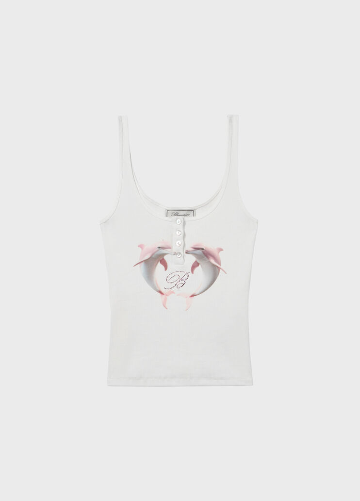 Ribbed top with dolphin print and embroidery  Blumarine - medium