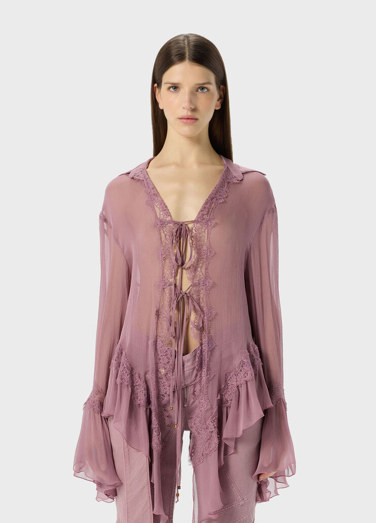 Crepe de chine and lace asymmetrical shirt  Blumarine - medium