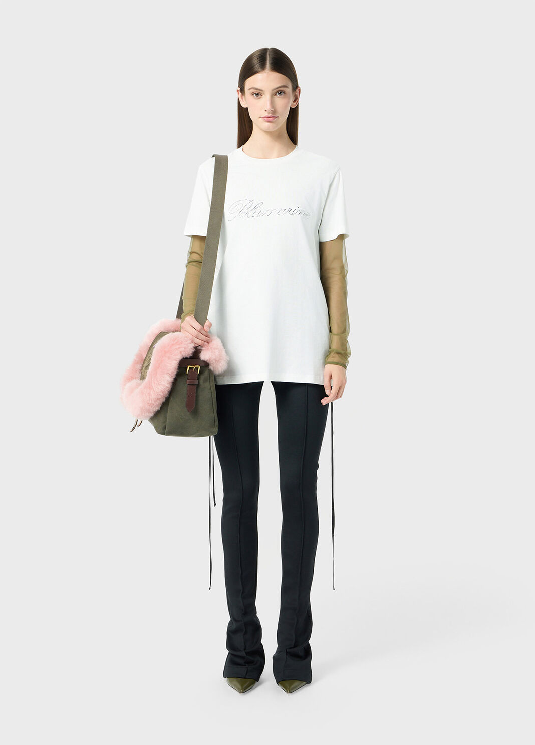 Jersey t-shirt with blumarine logo embroidery in rhinestones  Blumarine - large image number 3