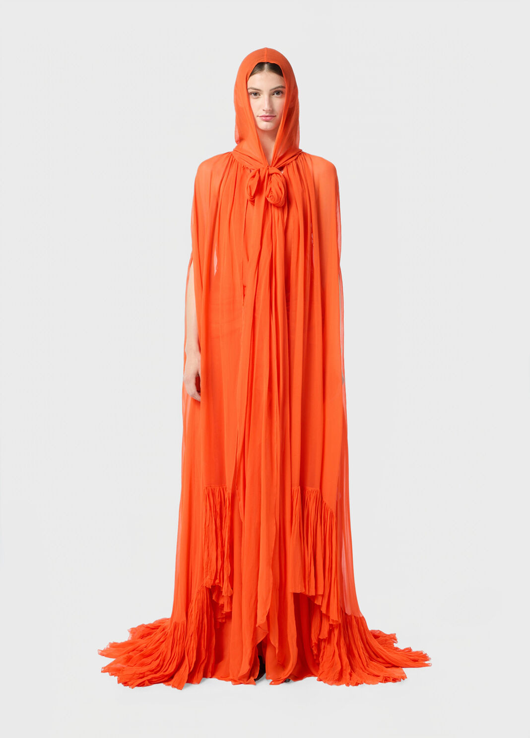 Georgette cape with hood and pleated ruffle  Blumarine - large image number 0