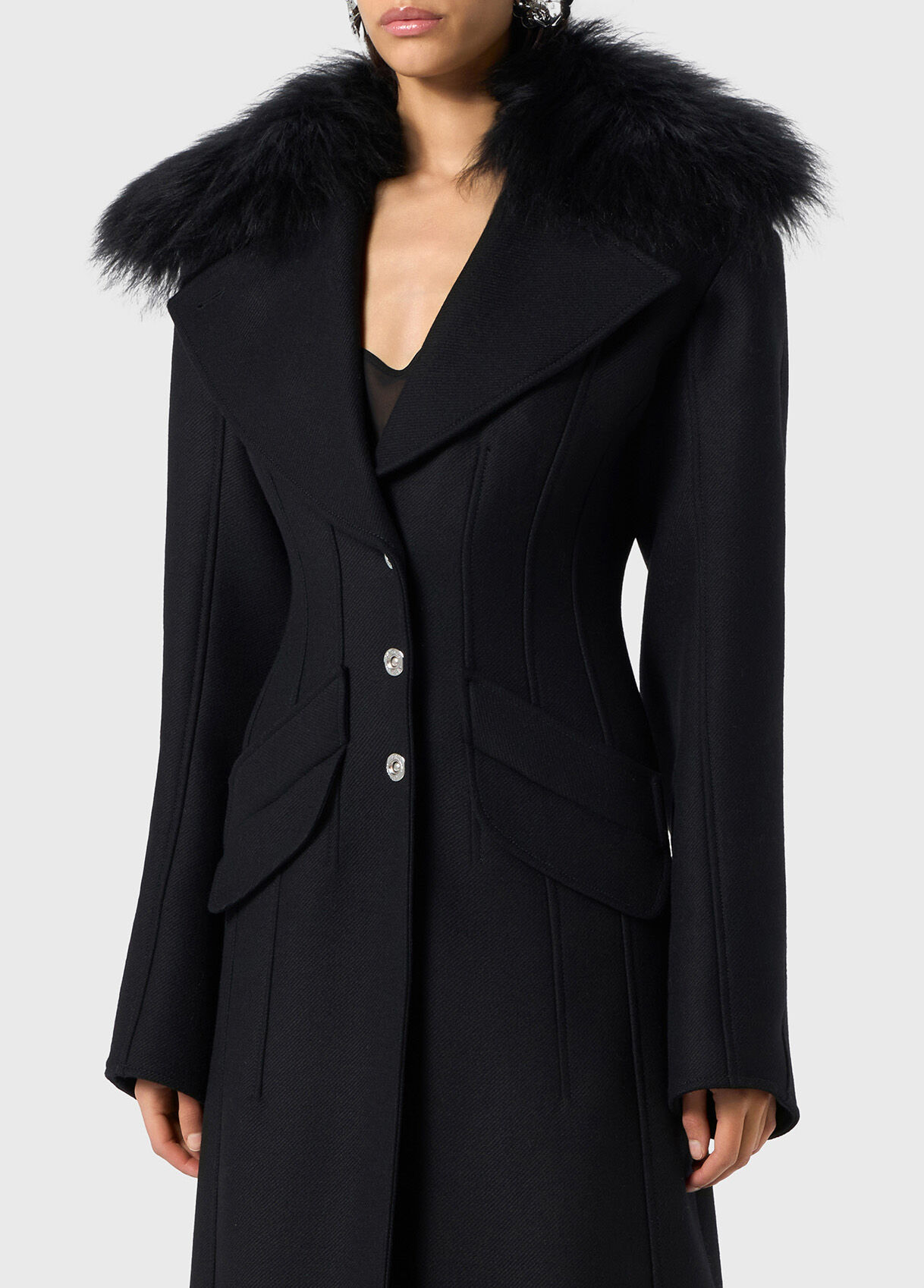 Wool coat with fur - Blumarine