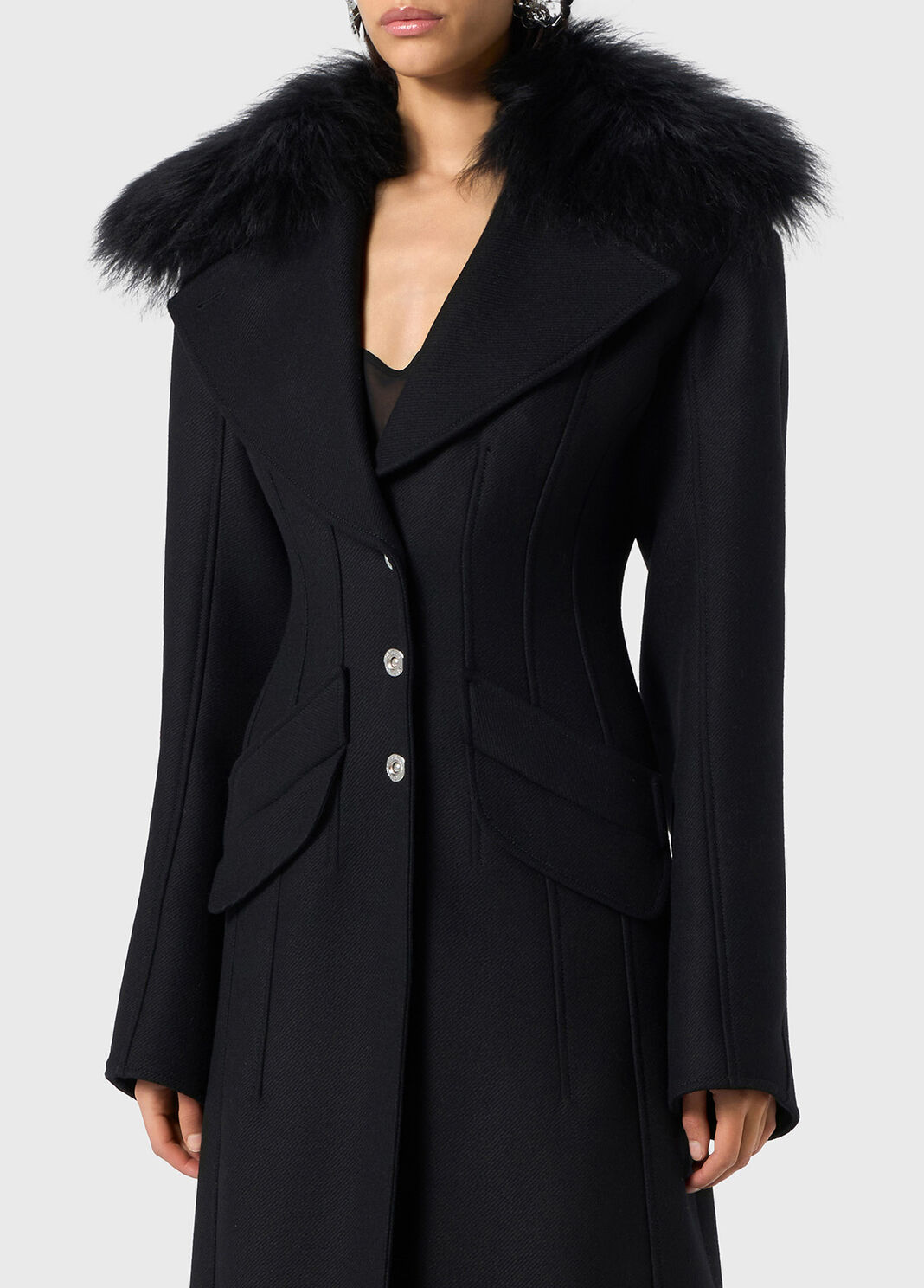 Wool coat with fur  Blumarine - large image number 2