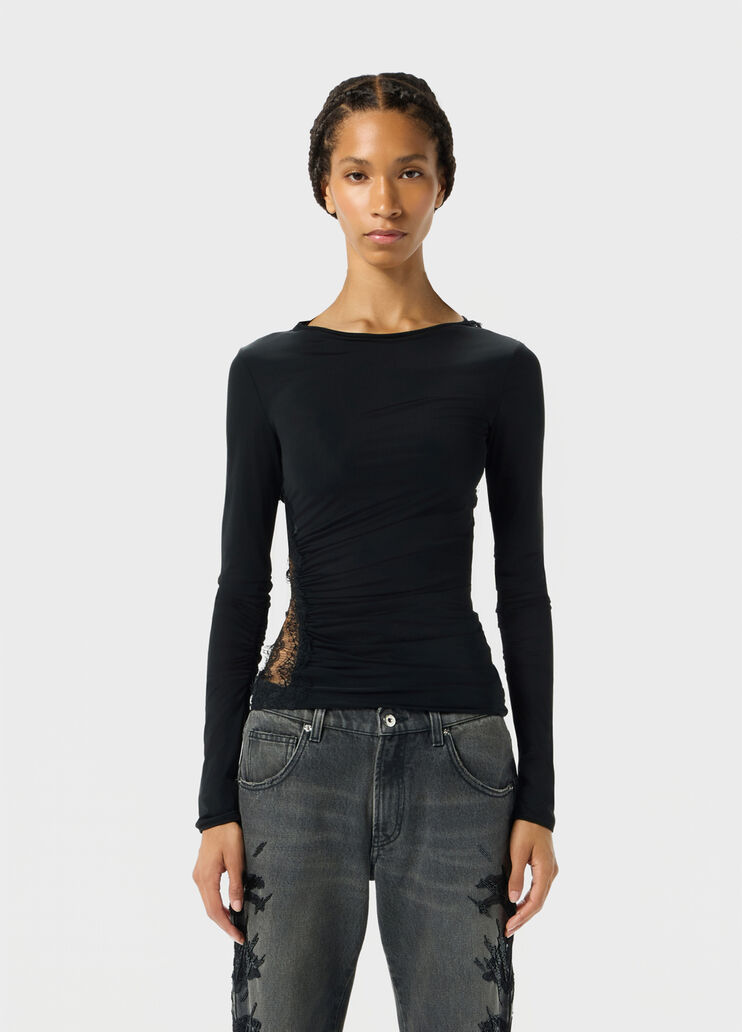 Jersey top with scalloped lace inserts  Blumarine - medium