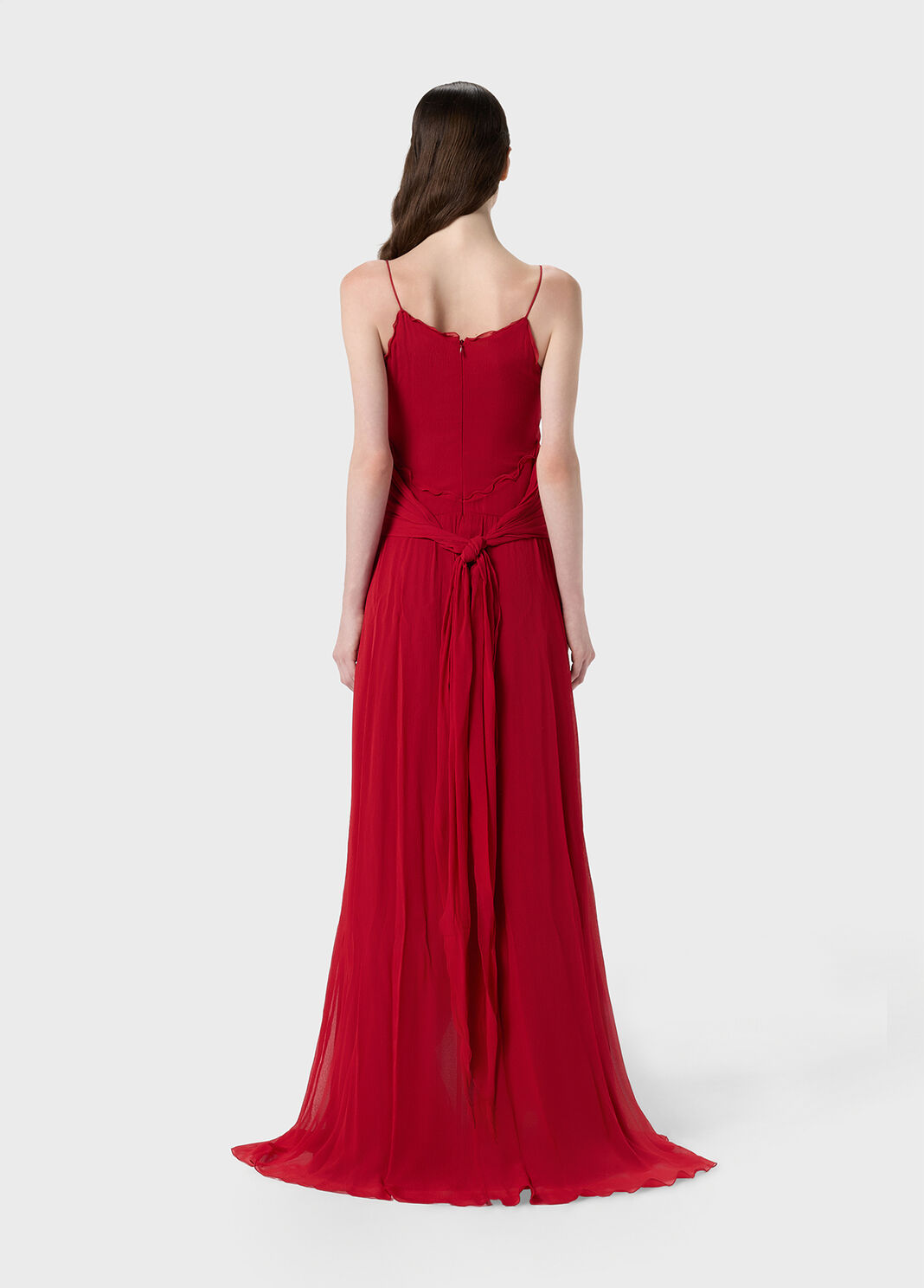 Long georgette dress with 3D rose and flounced detailing  Blumarine - large image number 1