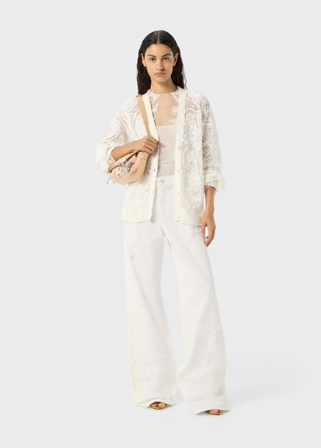 Cardigan en dentelle avec papillons et passementerie en satin  Blumarine - large image number 3