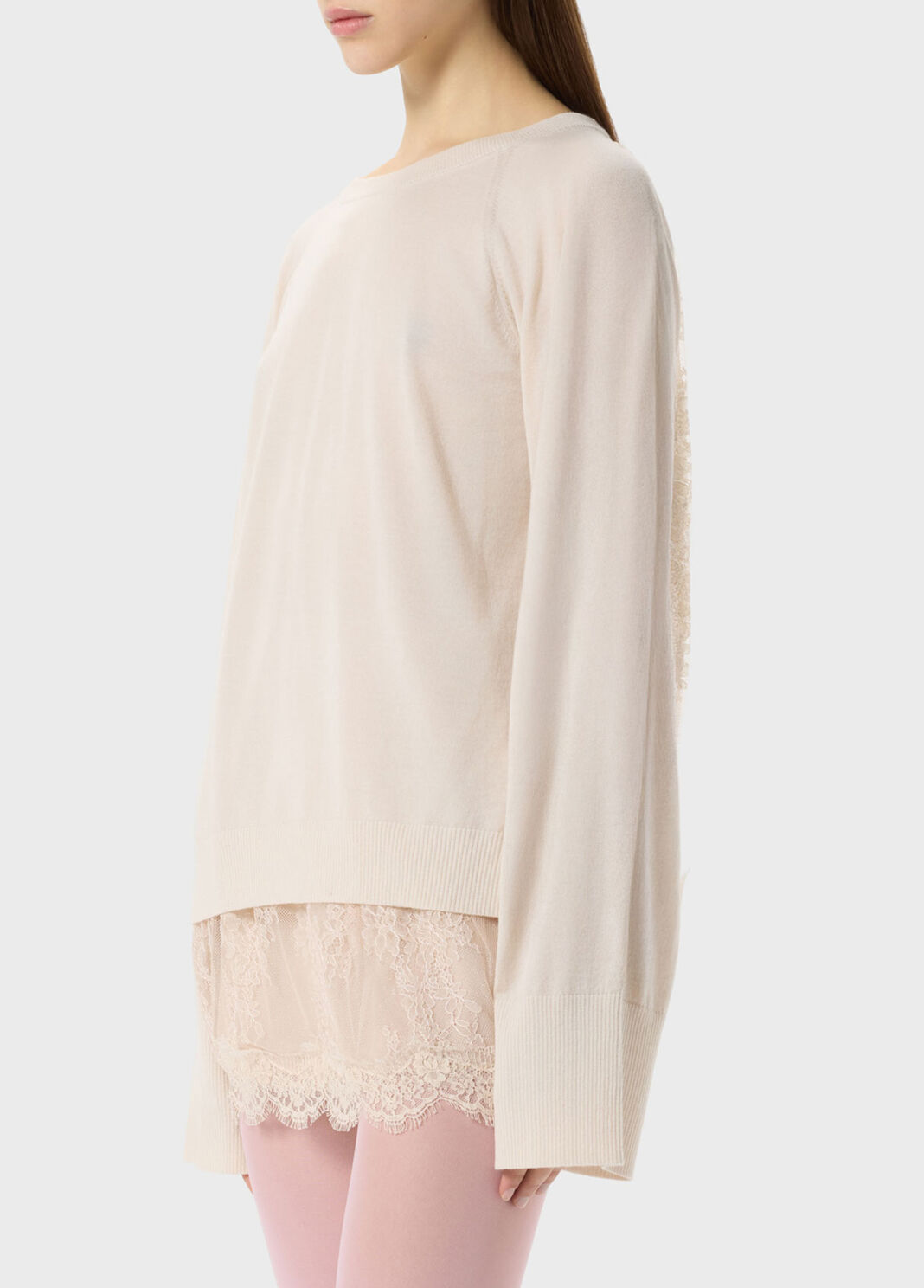Wool jumper with pleated tulle back  Blumarine - large image number 2