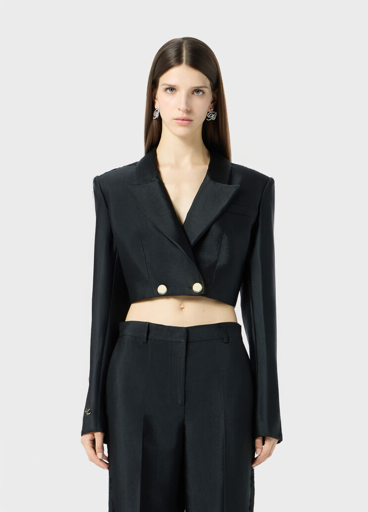 Double-breasted cropped jacket with lace  Blumarine - medium