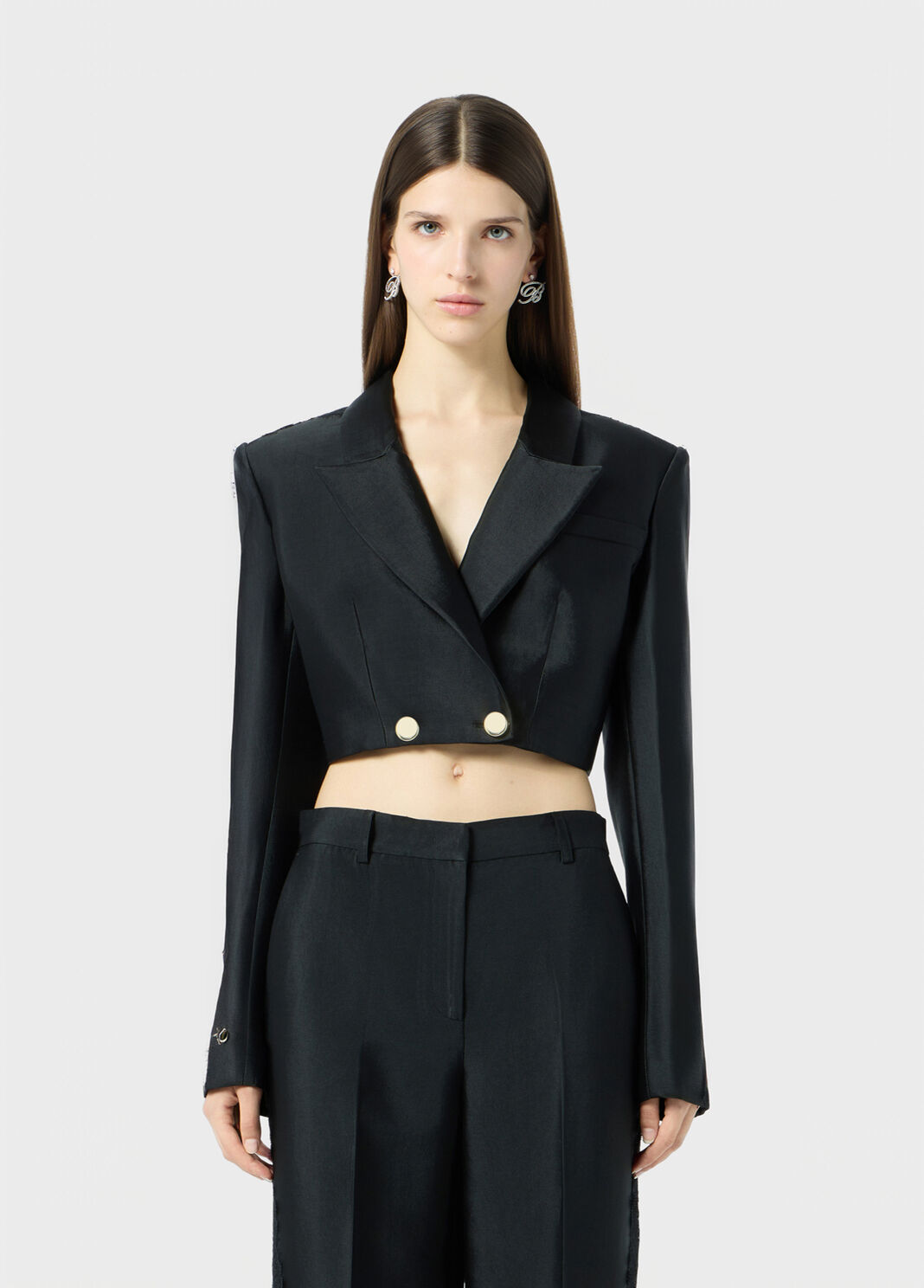 Double-breasted cropped jacket with lace  Blumarine - large image number 0