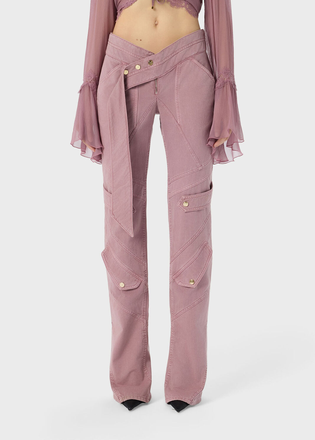 Pantal&oacute;n cargo con faj&iacute;n y aplicaciones  Blumarine - large image number 0