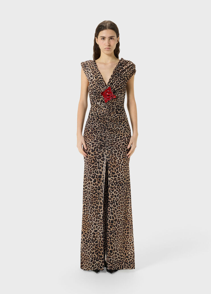 Long printed jersey dress with brooch  Blumarine - medium