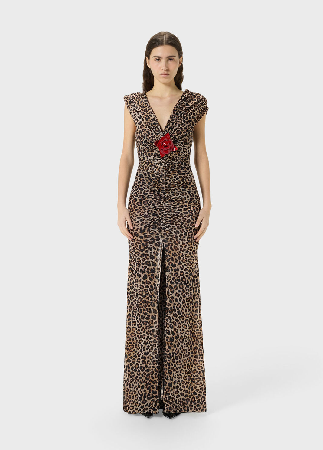 Long printed jersey dress with brooch  Blumarine - large image number 0