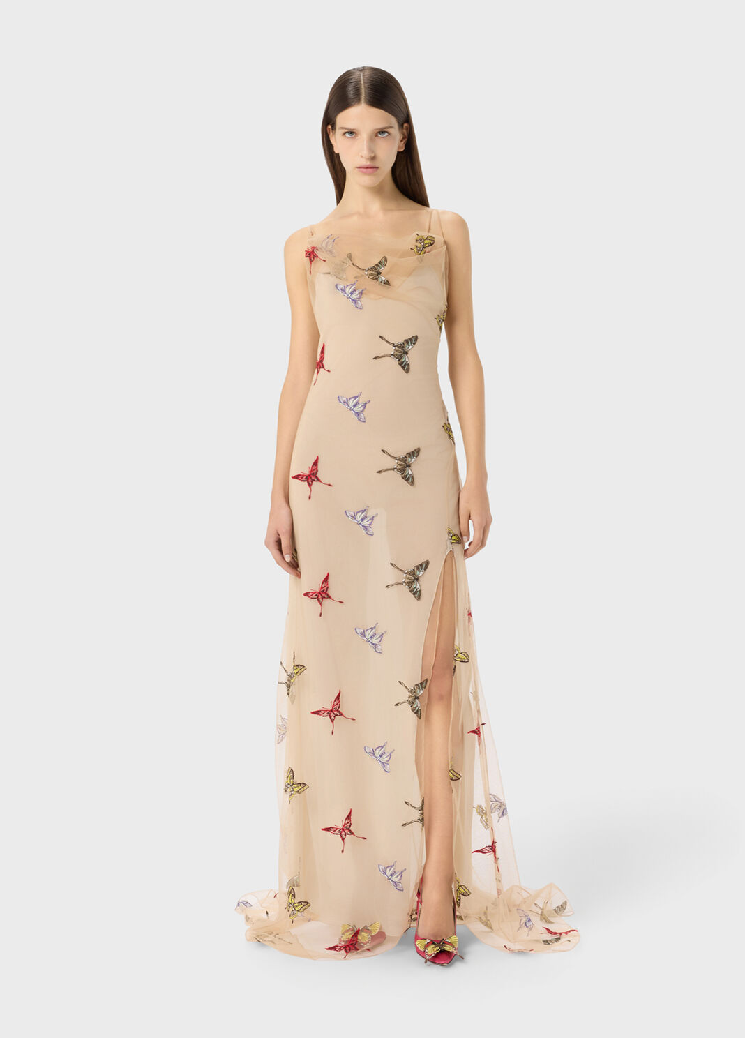Langes T&uuml;llkleid mit Schmetterlingsstickerei  Blumarine - large image number 3