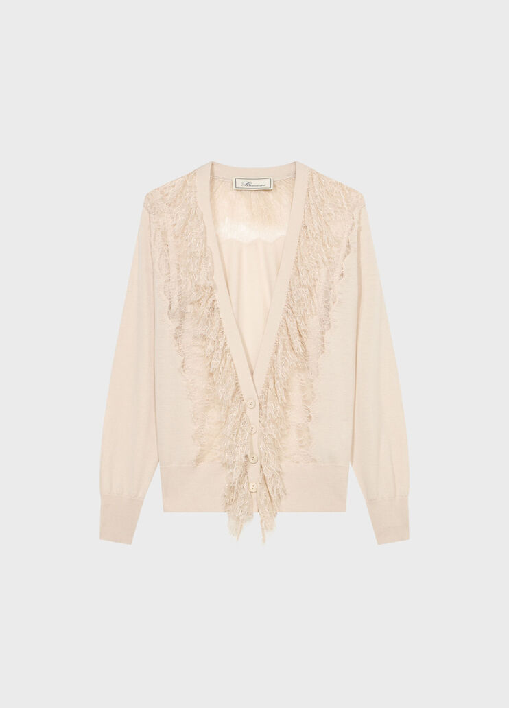 Wool cardigan with lace flounced detailing  Blumarine - medium