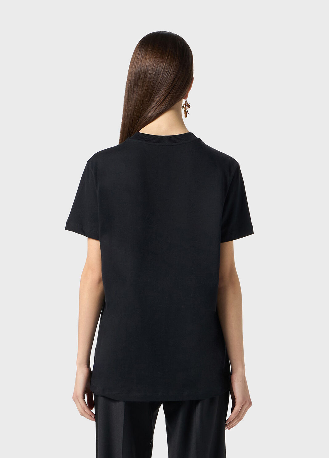 Jersey t-shirt with blumarine logo embroidery in rhinestones  Blumarine - large image number 1