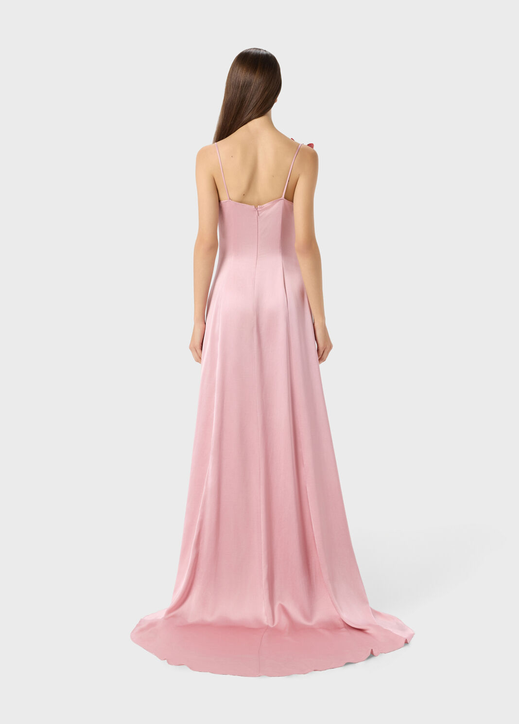 Robe longue en satin avec papillon et fente  Blumarine - large image number 1