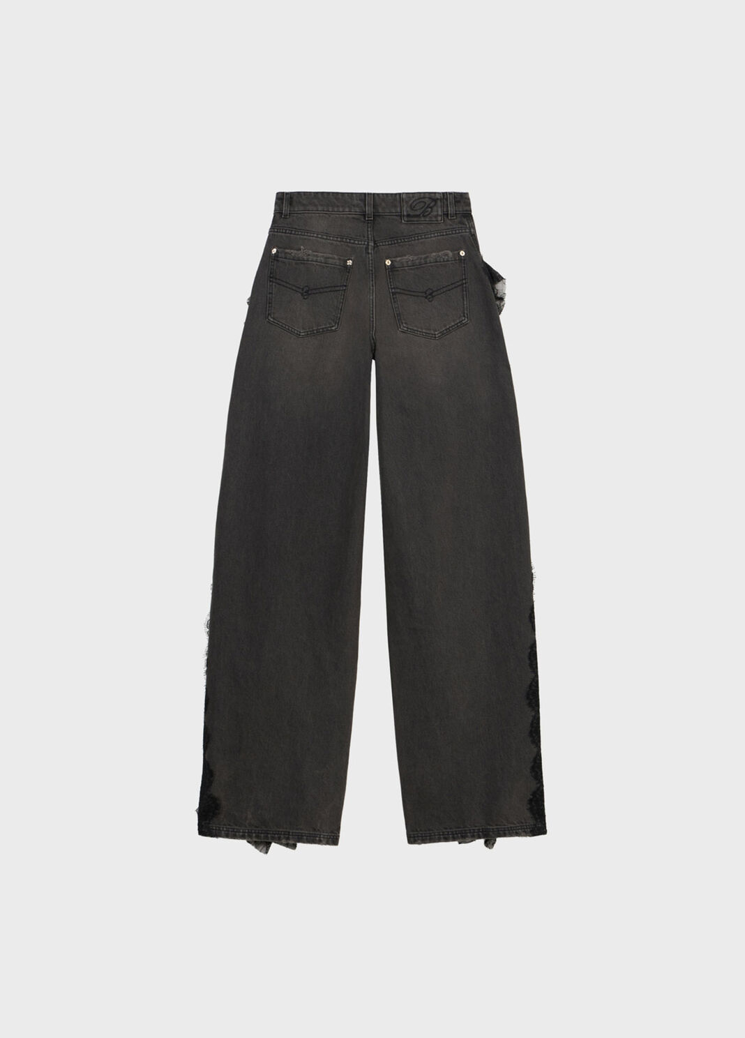 Jean baggy avec volant en satin et dentelle  Blumarine - large image number 5