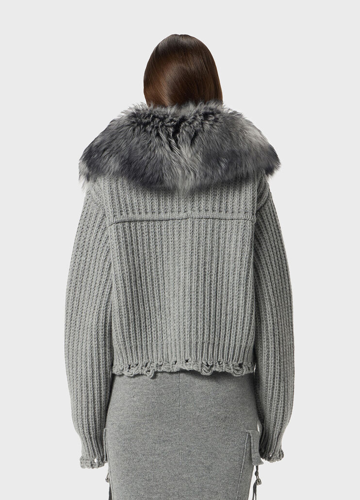 Wool cardigan with faux fur collar  Blumarine - large image number 1