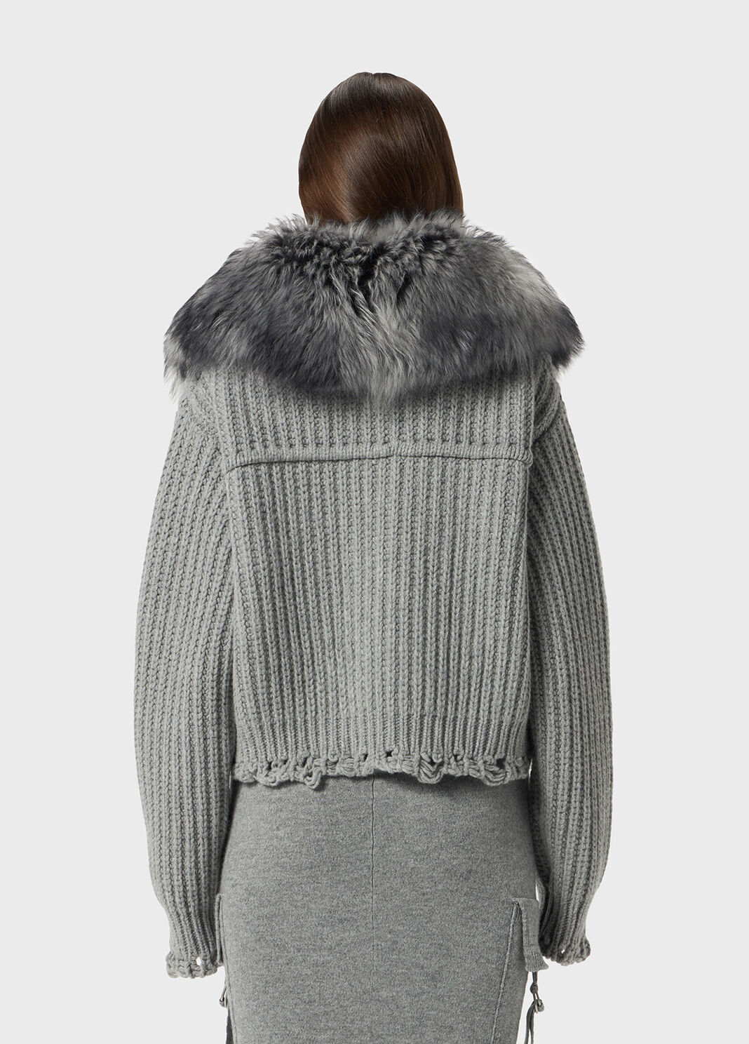 Wool cardigan with faux fur collar  Blumarine - large image number 1