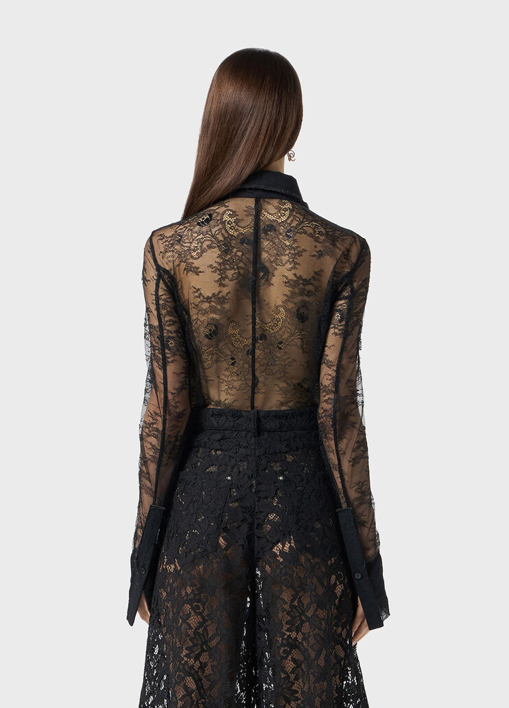 Valenciennes lace body-shirt with denim inserts  Blumarine - large image number 1