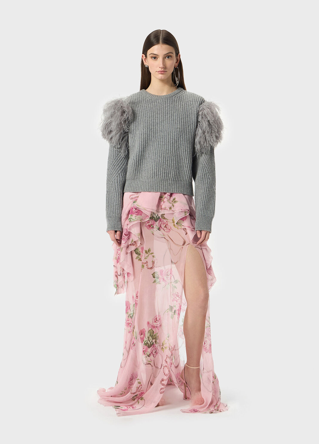 Printed silk creponne skirt with ruffles  Blumarine - large image number 3