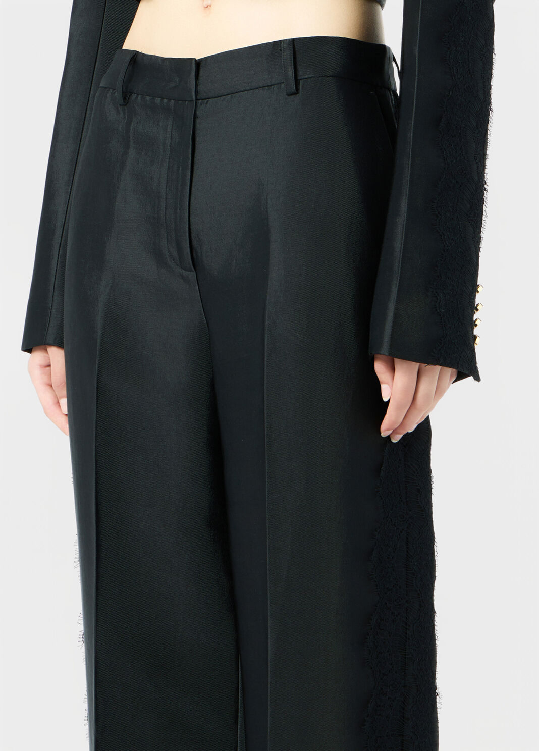 Glossy viscose trousers with lace  Blumarine - large image number 2