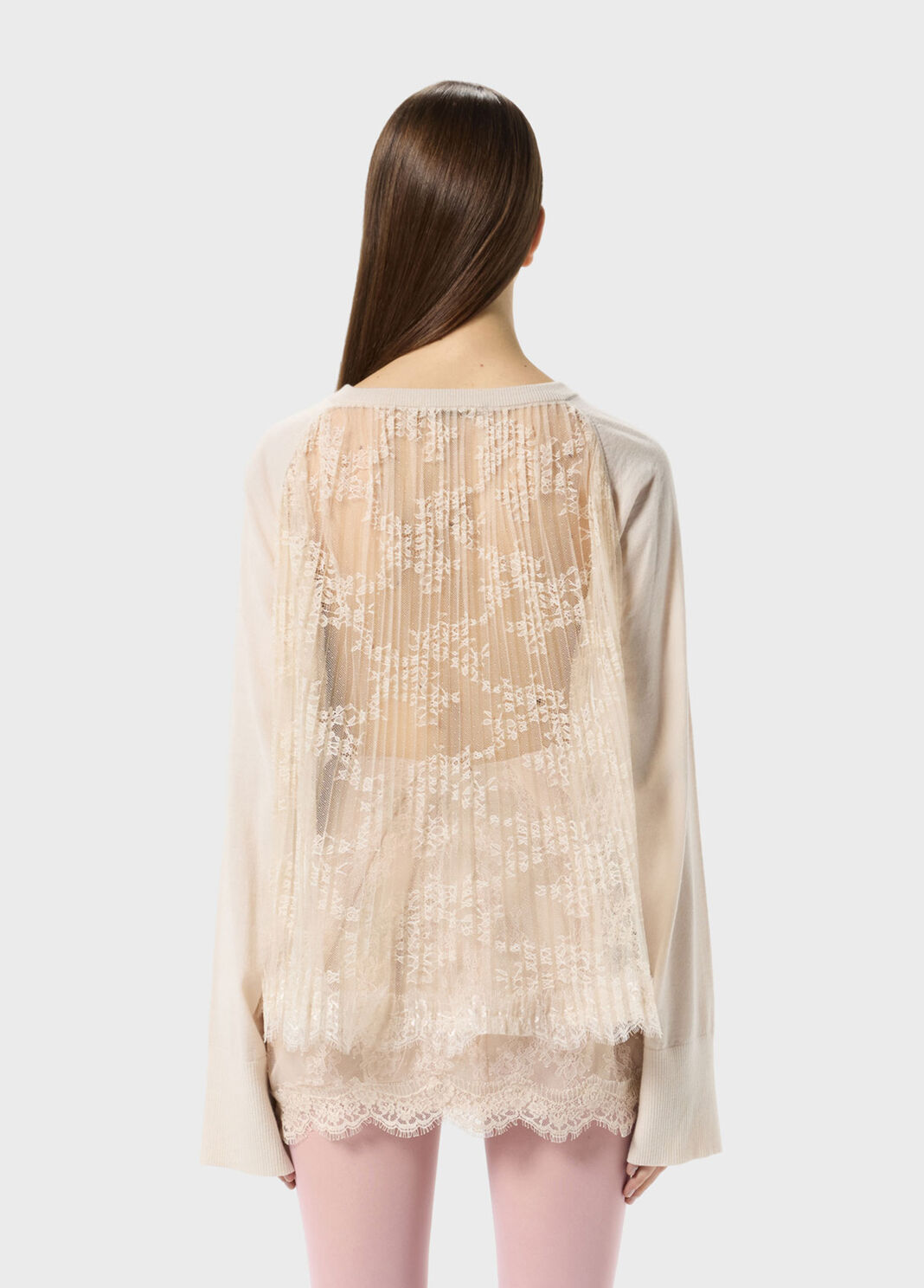 Wool jumper with pleated tulle back  Blumarine - large image number 1