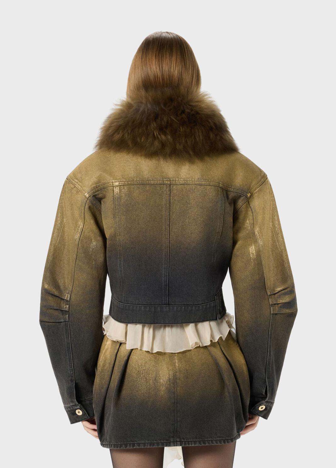 Jacke aus &uuml;berf&auml;rbtem Denim mit Pelzbesatz  Blumarine - large image number 1