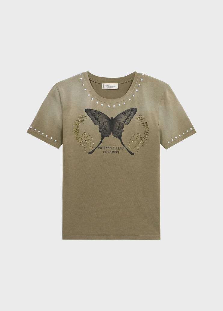 Printed Jersey T-Shirt with Embroidery  Blumarine - medium