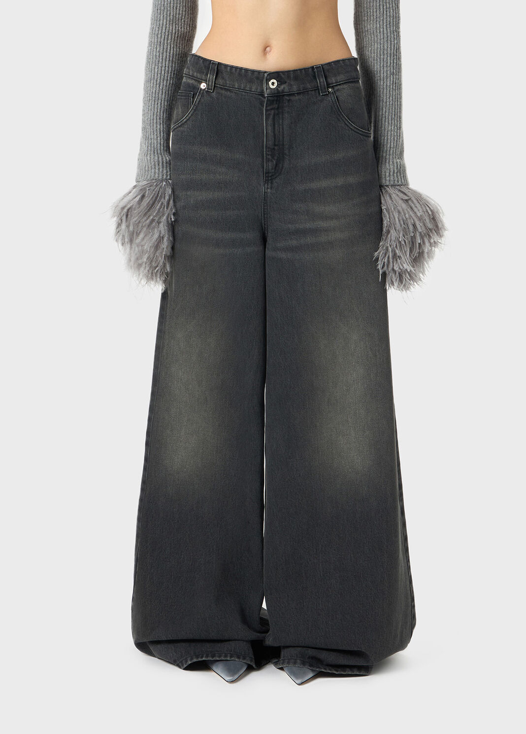 Stone-washed superwide-leg denim jeans  Blumarine - large image number 0