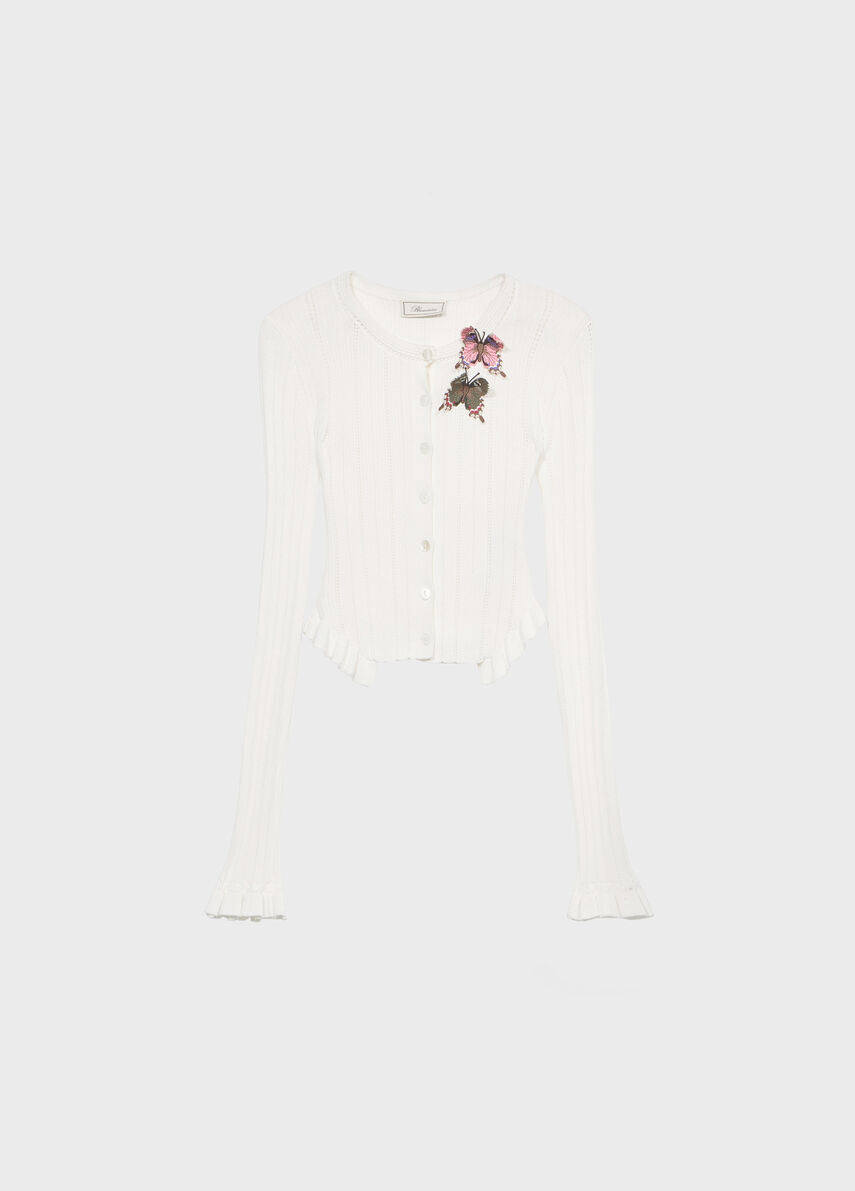 Ribbed Cardigan with Butterflies - Blumarine