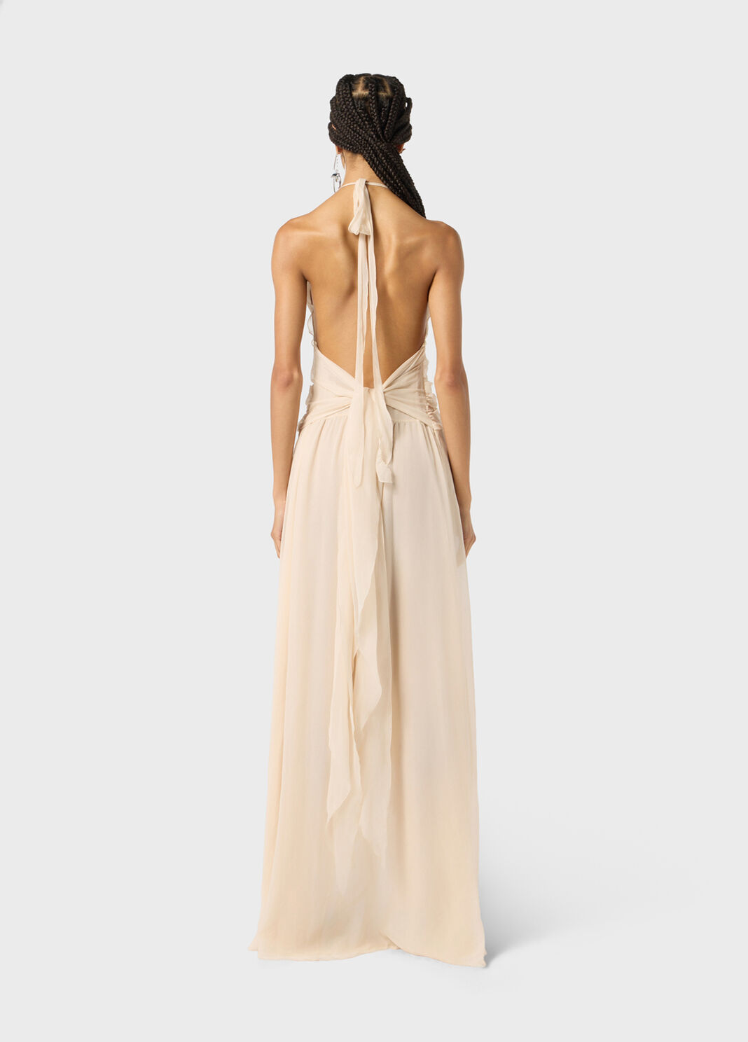 Long viscose georgette dress with rose and ruffles  Blumarine - large image number 1