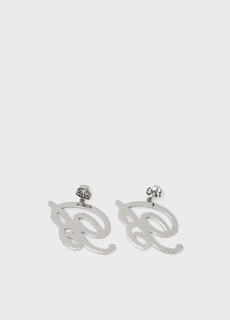 Stud earrings with b monogram in rhinestones  Blumarine - large image number 2