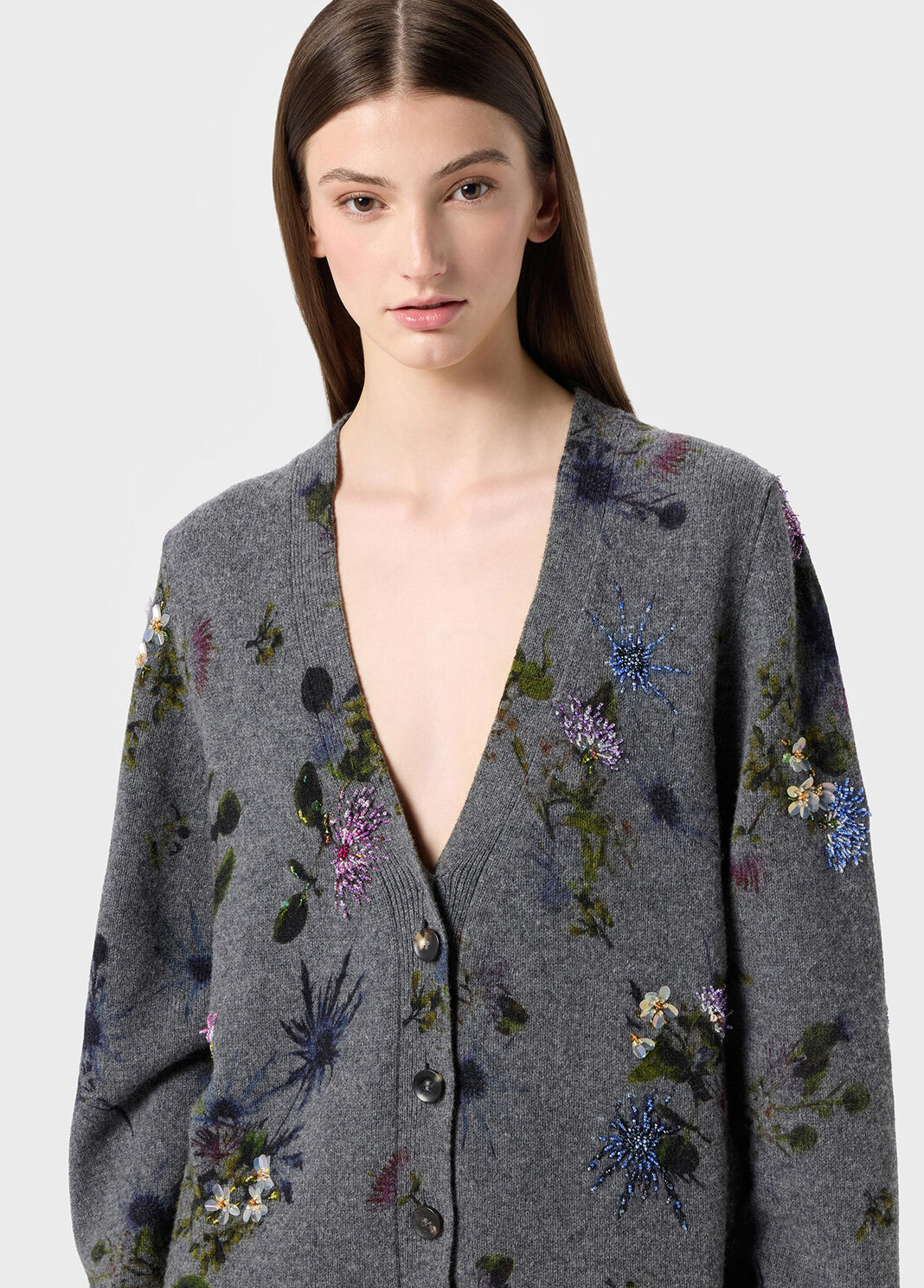 Wool cardigan with bouquet print and embroidery  Blumarine - large image number 2
