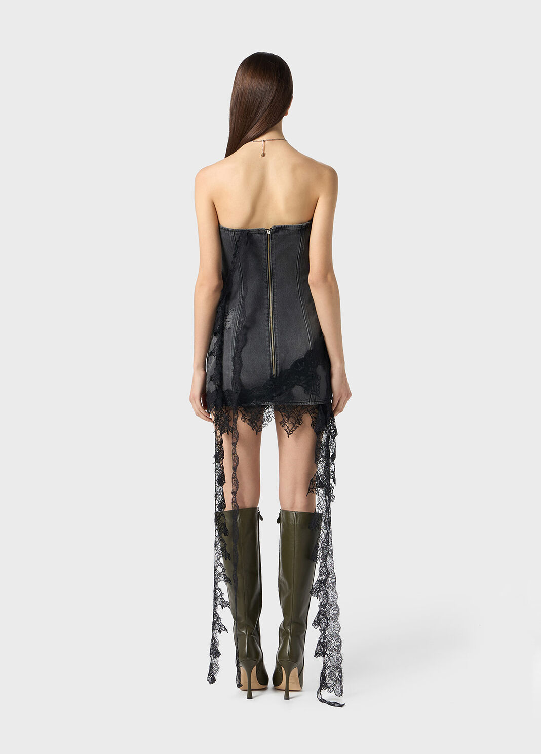 Mini denim dress with lace  Blumarine - large image number 1