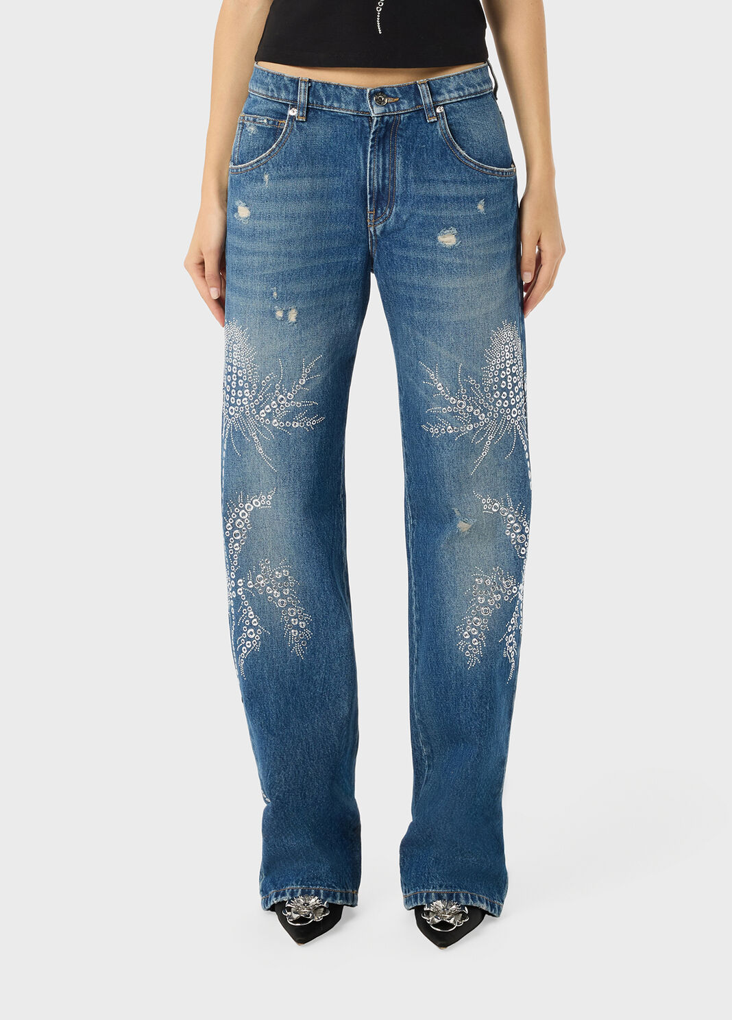 Jeans mit &ouml;sen- und nieten-stickerei  Blumarine - large image number 0