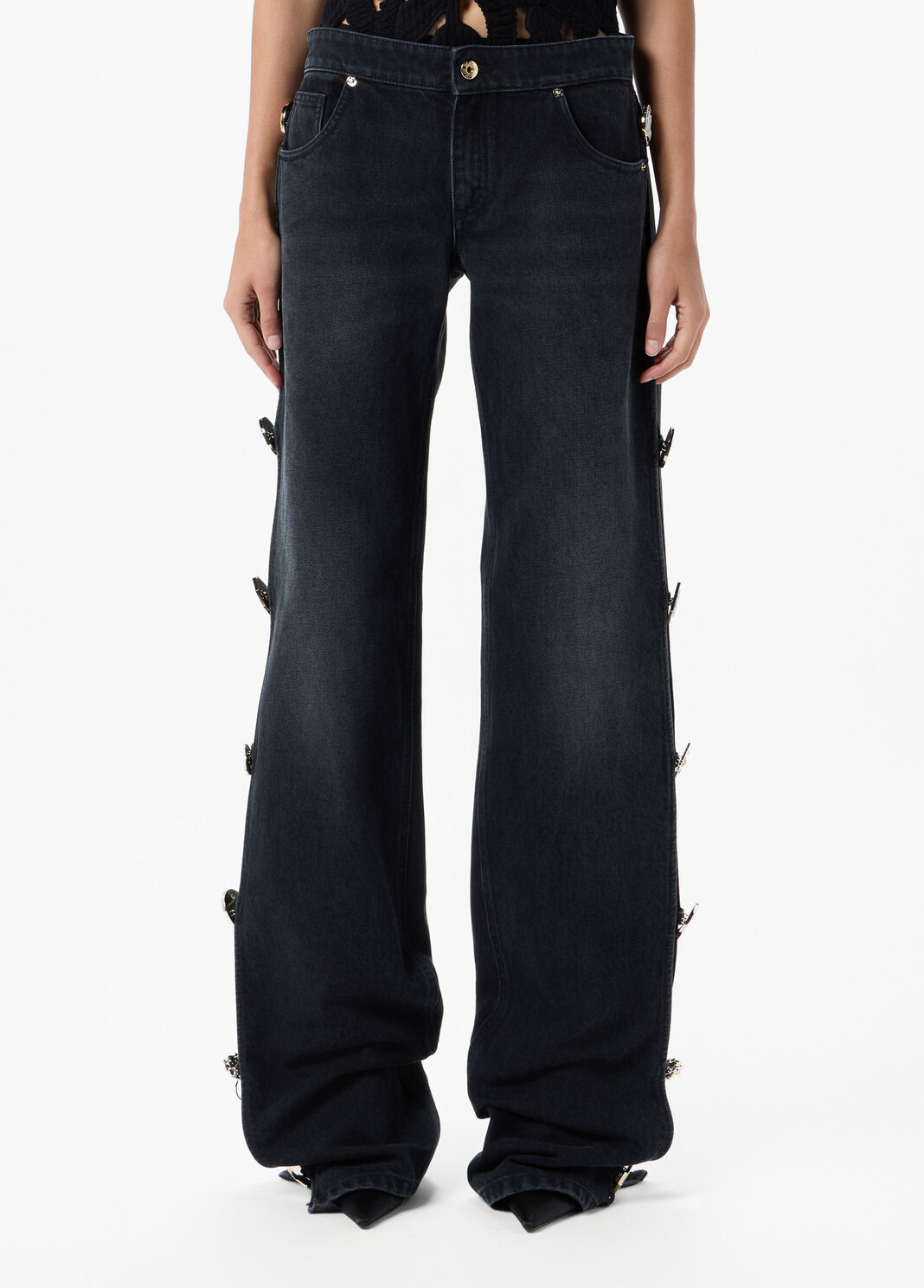 Wide-leg jeans with jewel buttons  Blumarine - large image number 0