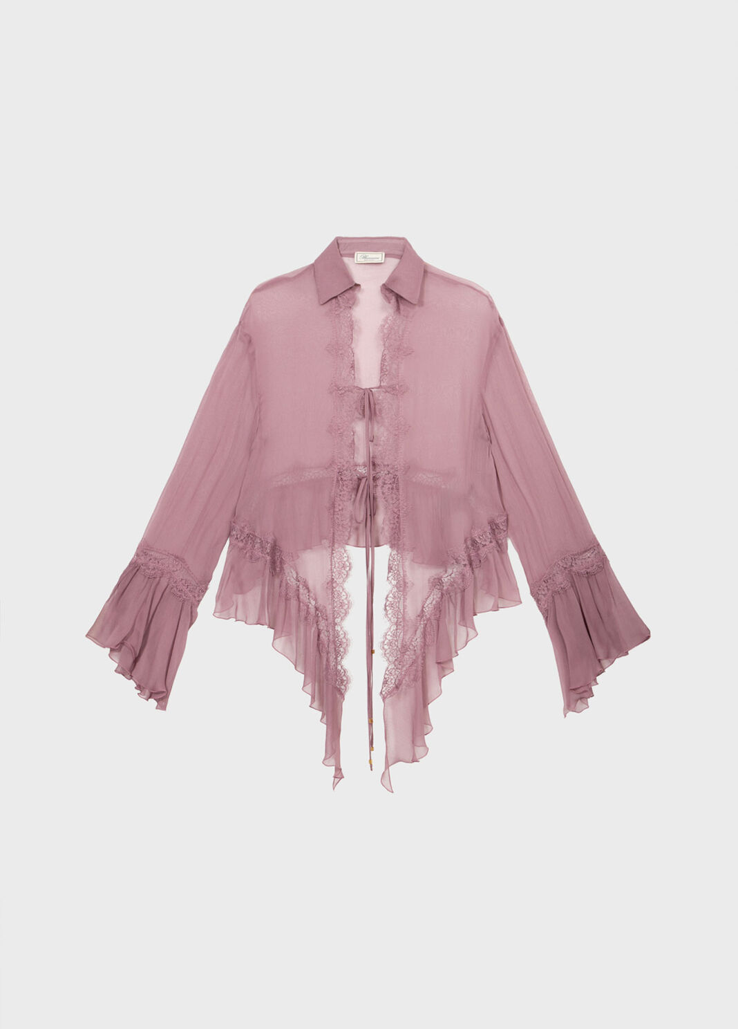 Crepe de chine and lace asymmetrical shirt  Blumarine - large image number 4