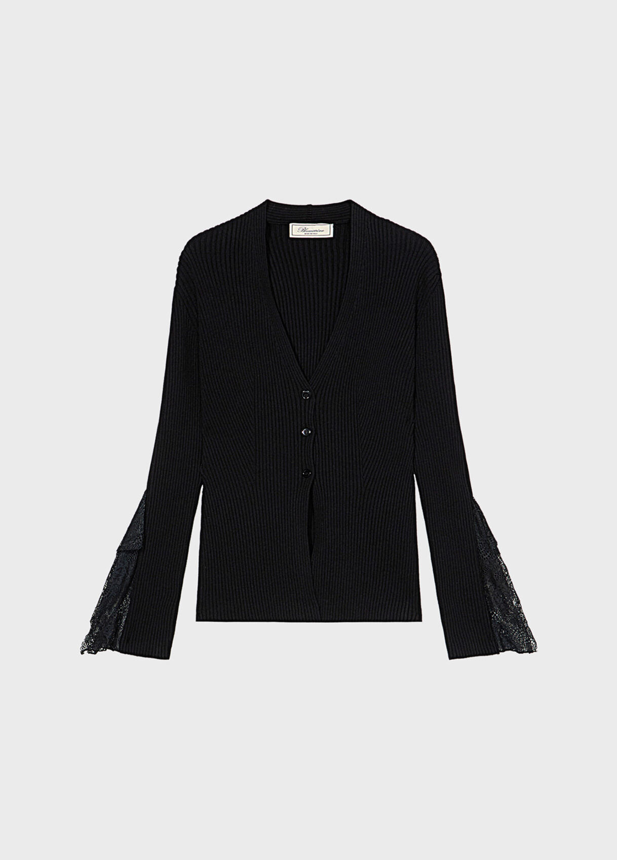 Ribbed cardigan with lace ruffles - Blumarine