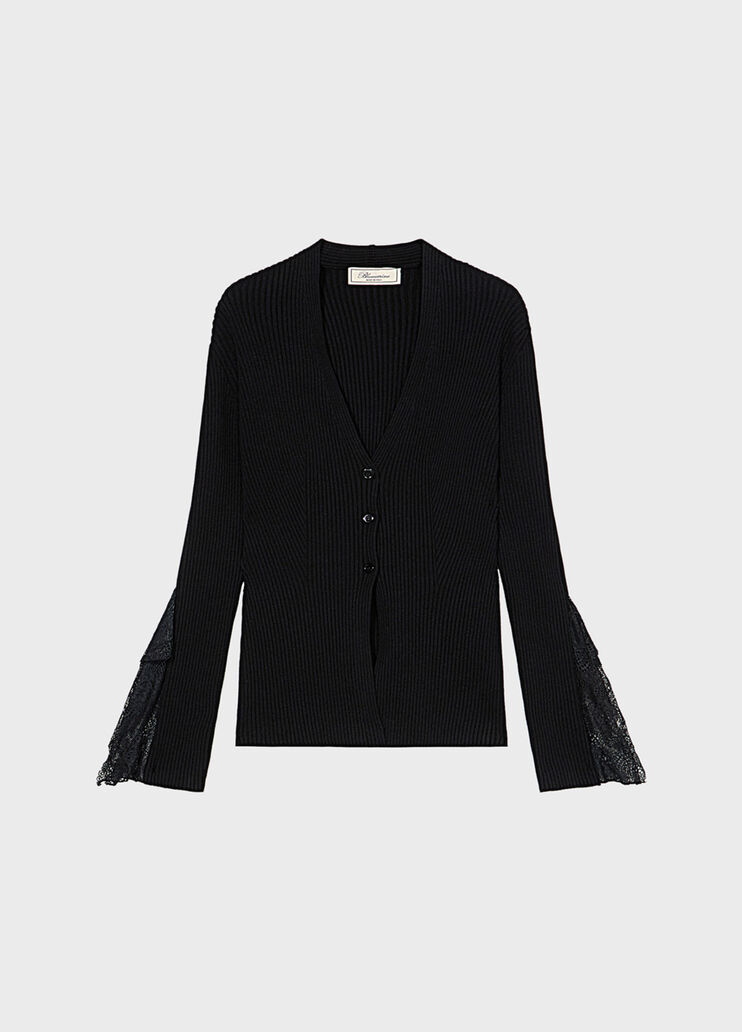 Ribbed cardigan with lace ruffles  Blumarine - medium