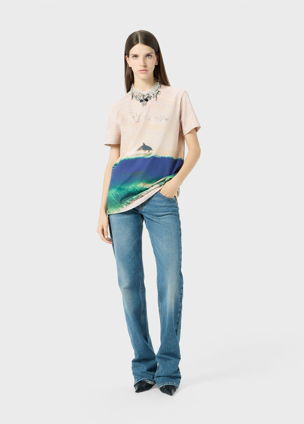 Printed jersey T-shirt with embroidery  Blumarine - large image number 3