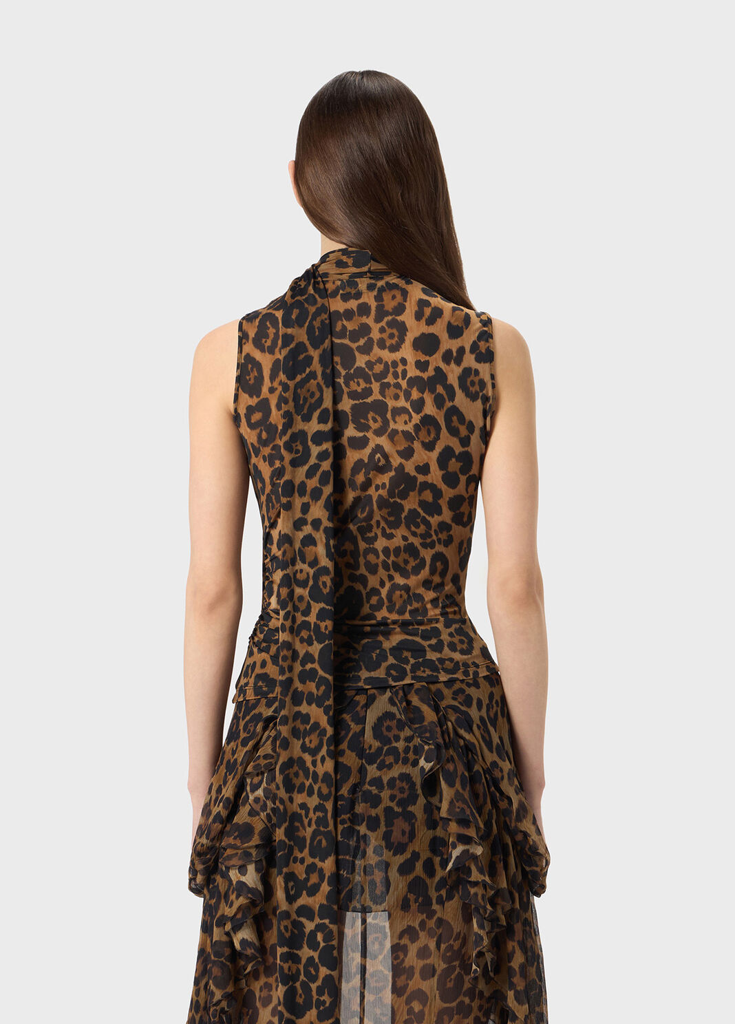Animal-print jersey top with scarf  Blumarine - large image number 1