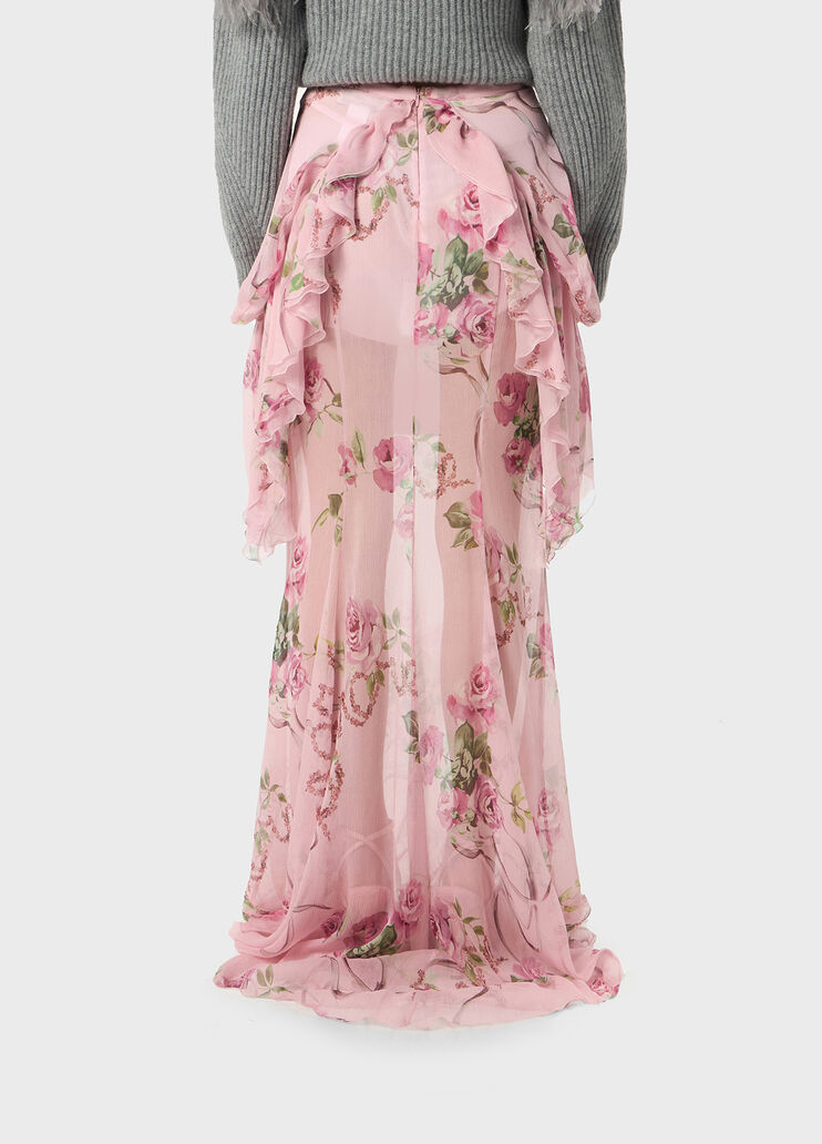 Printed silk creponne skirt with ruffles  Blumarine - large image number 1