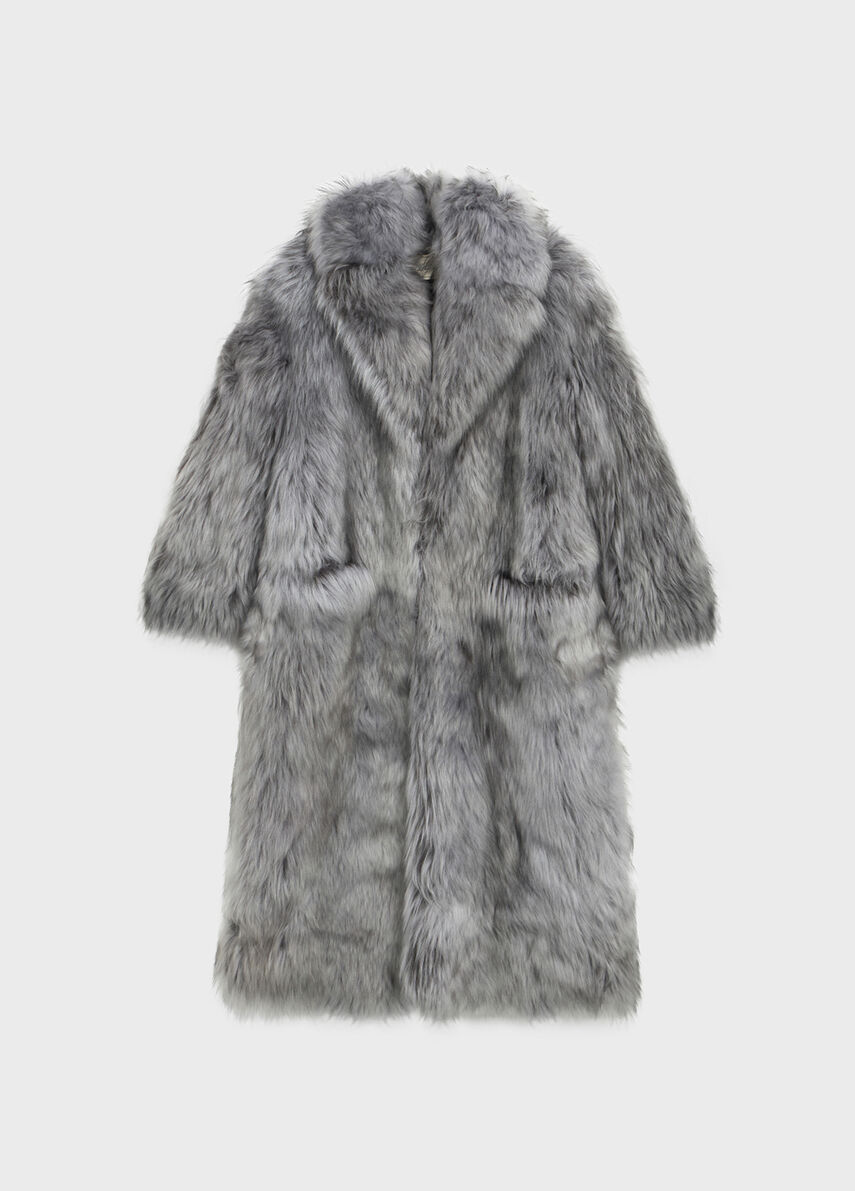 Long fur coat in cashmere goat hair