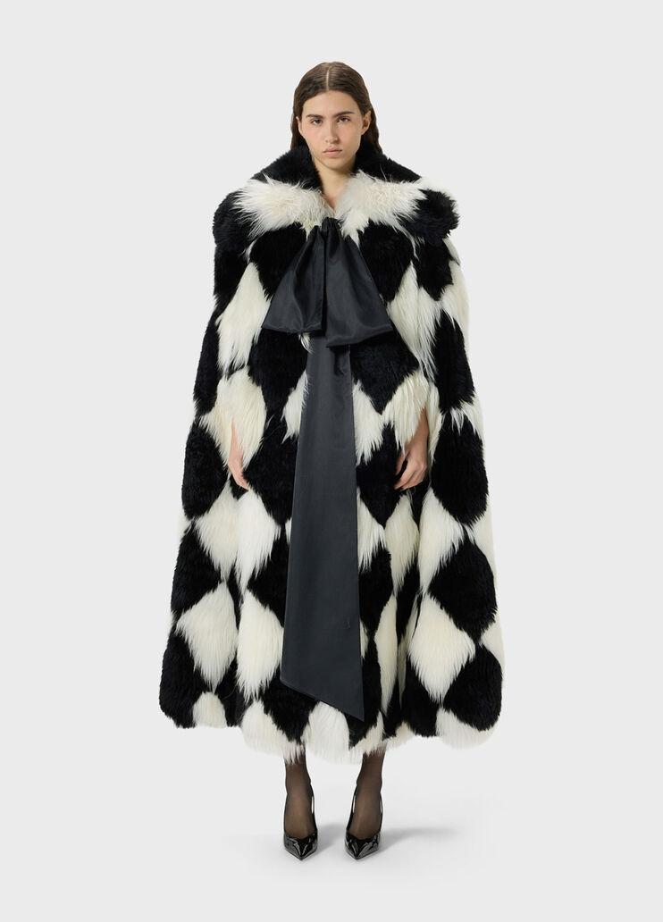 Two-tone intarsia fur cape with bow  Blumarine - medium