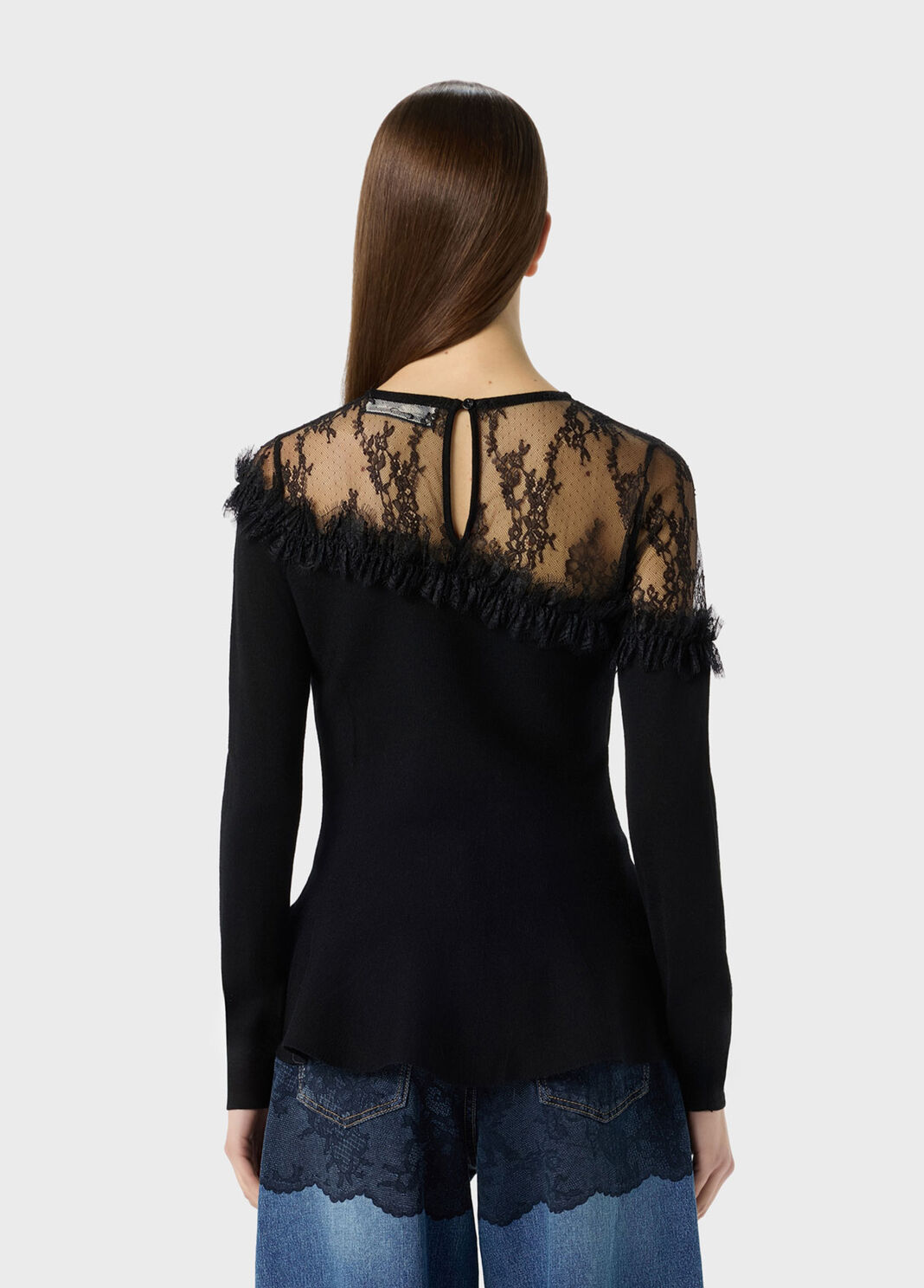 Wollpullover mit T&uuml;ll-Passe  Blumarine - large image number 1