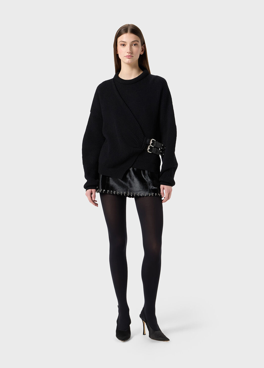 Ribbed wool sweater with straps and buckles  Blumarine - large image number 3